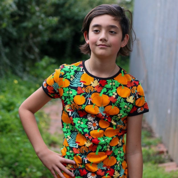 DUNS Sweden Kids Autumn Garden with Pumpkins T-shirt - Black