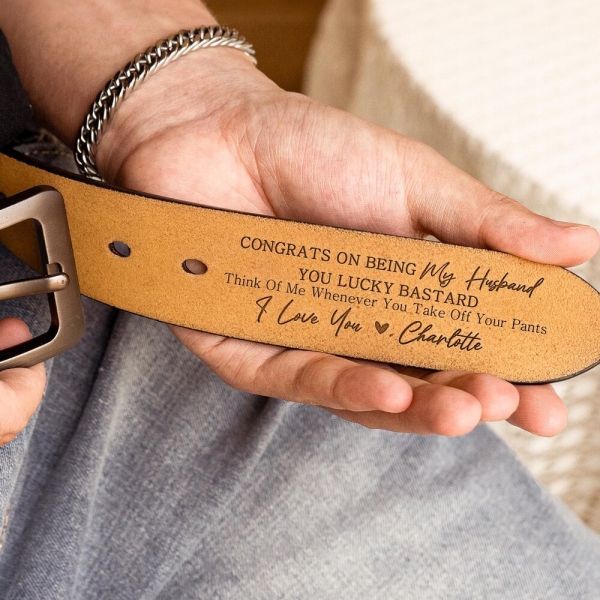 Custom Handmade Belt- Funny Gift for Husband, Father's Day Gift, Engraved Leather Belt Grooms Men, Genuine Leather, Anniversary Gift Fiancé