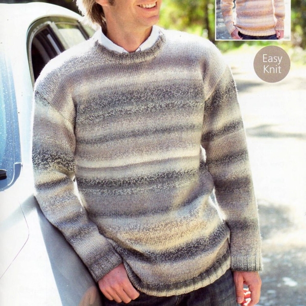 mens sweater knitting pattern PDF mens v neck or round neck jumper 38-48" DK light worsted 8 ply mens knitting pattern PDF instant Download