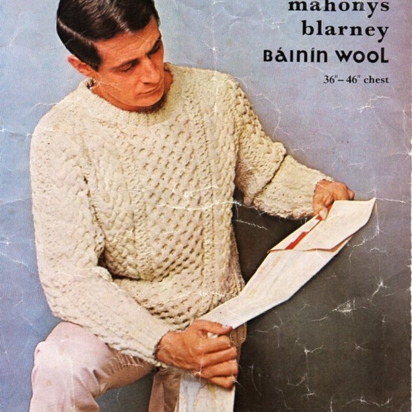 vintage mens aran sweater knitting pattern pdf mens cable crew neck jumper 36-46" aran worsted 10ply pdf instant download