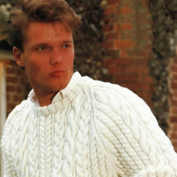 Mens Classic Aran Sweater with Raglan Sleeves and Round Neck, Vintage Knitting Pattern, PDF, Digital Download - B510