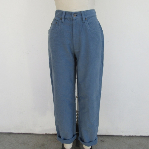 LL BEAN Slate Blue Flannel Finish Cotton Five Pocket Jeans | High Waist Trousers Chinos | Minimal 90s High Waist LL Bean Pants | 26 Waist