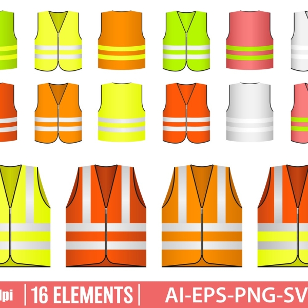 Safety Vest Clipart Vector Protective Gear Illustration Workwear Uniform Digital Artwork High Visibility Vest Design Printable Downloadable