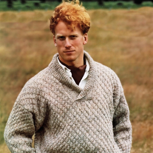 Mens Great "Easy Knit" Aran Wrap Neck Sweater, Vintage Knitting Pattern, PDF, Digital Download - A166