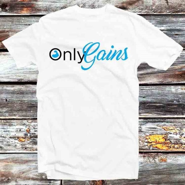 Only Gains GYM No Pain No Gain T Shirt Vintage Retro Cool Gift Mens Womens Unisex Cartoon Anime Top Tee B1011