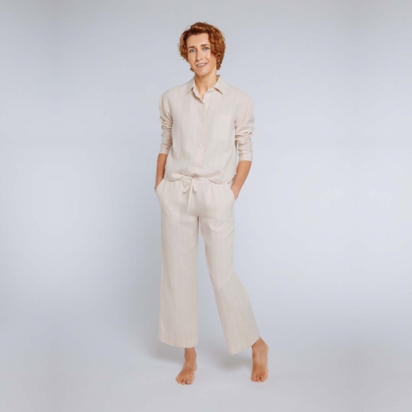 Long Sleeve Linen Pajama Set Sleepwear Linen Set Loungewear for Women Linen Two Piece Set Linen PJ Sets Bridal PJS Bridal Pyjamas