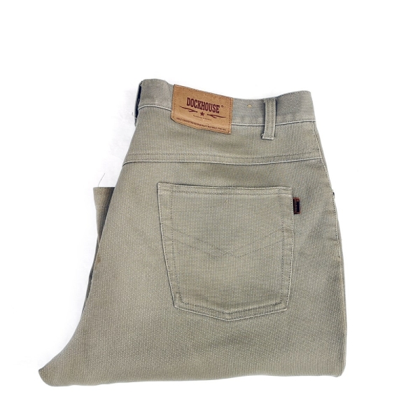 Distressed Denim Workwear Pants – Men's Khaki Green Vintage Trousers - Dad Style Classic Loose Fit Trousers