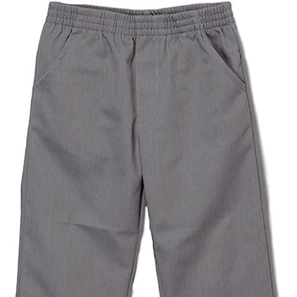 unik Boy's Grey Uniform All Elastic Waist Pull-on Pants BU03