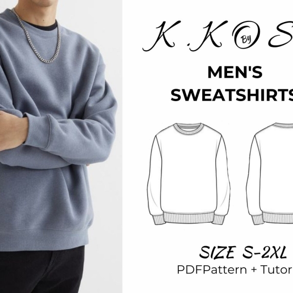 Sweatshirt Sewing pattern / Instant Download-sewing pattern-Sweatshırt/S-2XL/A4-A0-Letter sweater PDF/ easy pattern - mans top pattern