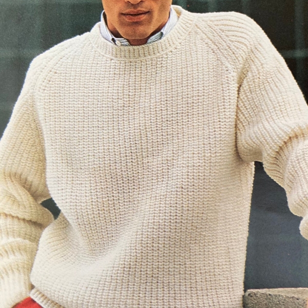 Fisherman's Rib sweater jumper to knit using DOUBLE KNITTING yarn. EASY knit. 38-42 inch chest. Vintage Instant download knitting pattern.