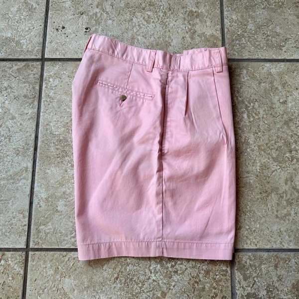 Vintage POLO RALPH LAUREN Pink Cotton Pleated Shorts | Size 28 | Andrew Short Ivy League Trad