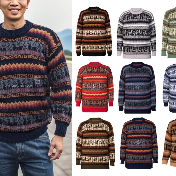 Andean Essence Crewneck Alpaca Sweater for Men, Men's Alpaca Comfort Sweater, Cozy Alpaca Sweater for Him, Stylish Men's Alpaca Pullover