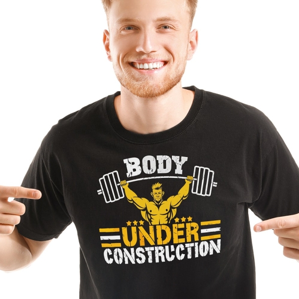 Body Under Construction Shirt, Gym T-Shirt, Workout Tee, Weight Lifing Shirt, Unisex Exercise Tee Shirt, New Year's Resolution Gift
