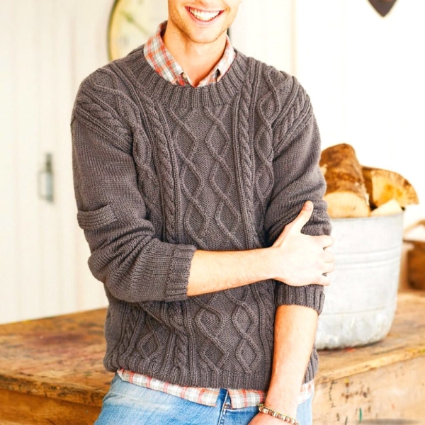 Men's Aran Sweater Pattern | Fisherman's Sweater  | Classic Cable Knit Irish Jumper DK Instant Download