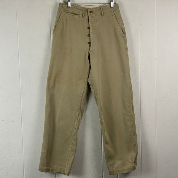 Vintage pants, 28" X 31",  1940s pants, high waisted pants, khaki pants, Army pants, military pants, khaki Chino's, WWII, vintage clothing