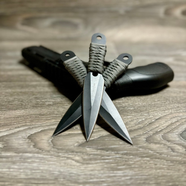 Paracord Wrapped Tactical Survival Throwing Knives with Nylon Sheath and Belt Loop- Bushcraft- Survival Gear-Hunting-Sharp Hand Wrapped