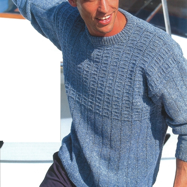 DK 8-ply Knit Mens Sweater Pullover Crew or Stand-up Neck - 38-40-42-44-46-48 inches  - Vintage Knitting Pattern - PDF file only