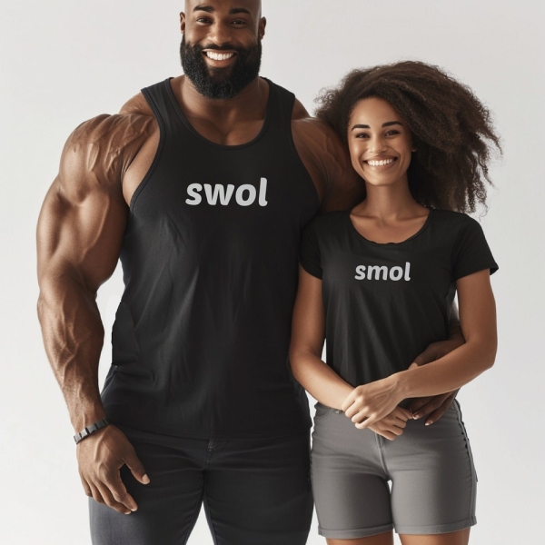 COUPLES MATCHING SHIRT - Smol Swol Matching Set for Couples, Men's Bodybuilding Tank Tops, Gym Fitness T-Shirts, Gift for Wife, Gift Husband