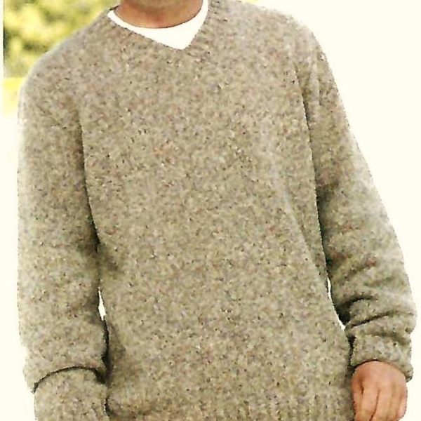 Mens Easy Knit Plain Sweater Slipover Tanktop with V Neck PDF Knitting Pattern DK 8ply 38 - 48" Downloadable