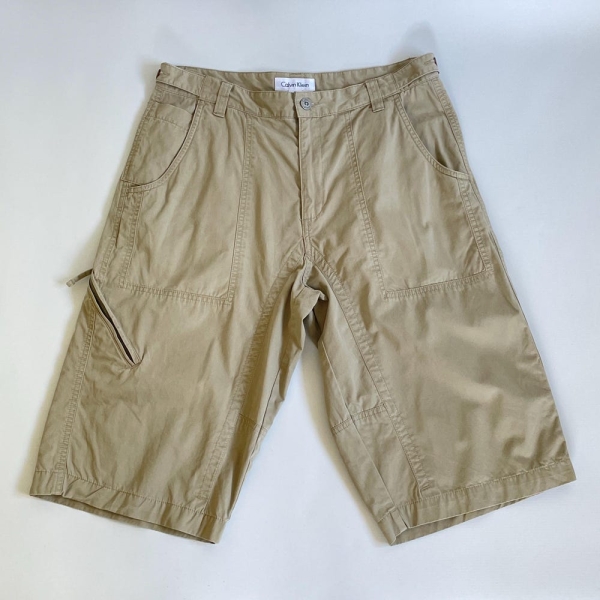 Vintage Cargo Shorts Calvin Klein Khaki Cotton cY2K 32in Waist