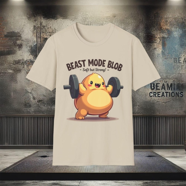 Beast Mode Blob Gym T-Shirt - Funny Workout Shirt | Body Positivity Fitness Tee | Unisex Soft Gym Shirt for Weightlifting