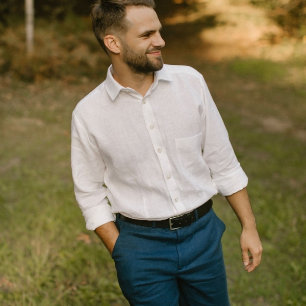 Men's Linen Pants and Shirt Set, Linen Pants and Shirt Combo for Men, Men's Linen Outfit, Casual Pants and Shirt for Men, Two-Piece Set.
