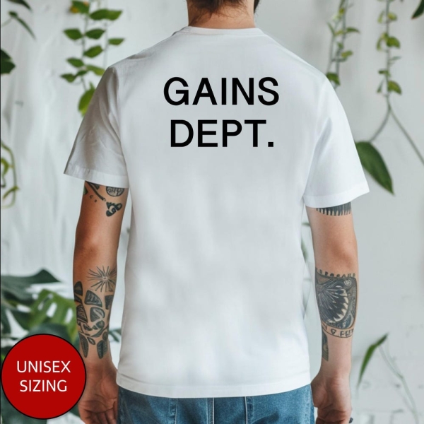 GAINS DEPT. T-Shirt, Gym Tshirt, Gym T-shirt, Gym 2024 t-shirt, Gym meme t-shirt, Gym Hoodie, Dumbbell tshirt, Cool Gym tshirt, Gains Tshirt