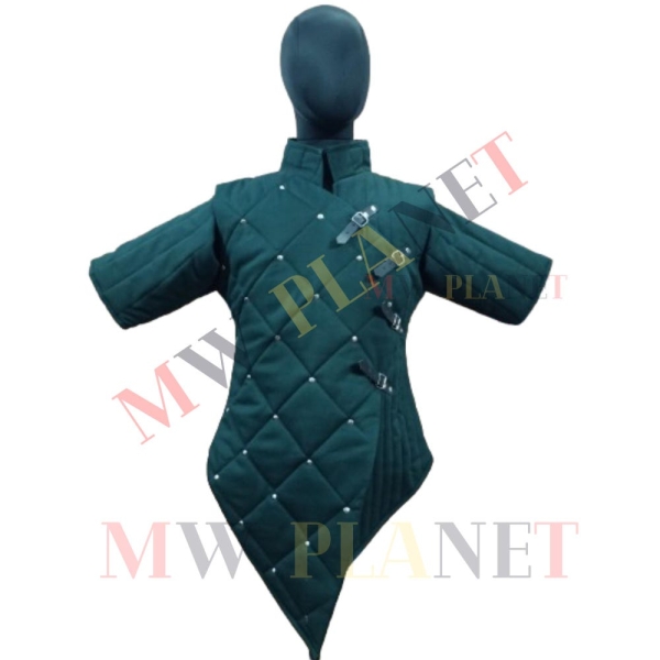 Medieval Thick Padded Gambeson Half Sleeve Aketon Costume Armor Protective Cotton Fabric For Reanctment Historical Jacket SCA LARP Hallowen