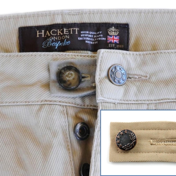 Khaki Cotton Drill Waist Line Extender - For Pants Shorts Jeans Trousers Skirts Waistline Button - Extension Expand Enlarge Widen Loosen