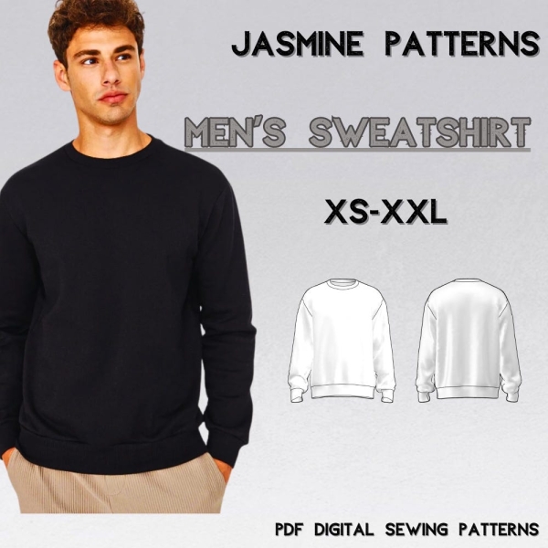 Men's Sweatshirt Sewing Pattern | Oversized Crew Neck Sweater | Simple Sweatshirt Pattern | XS-XXL | PDF Pattern Instant Download