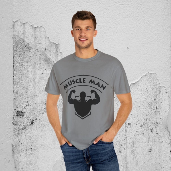 Muscle Man Unisex Garment-Dyed T-shirt, Fitness Tee, Gym Shirt, Bodybuilding Apparel, Gift for Workout Enthusiasts, Casual Wear