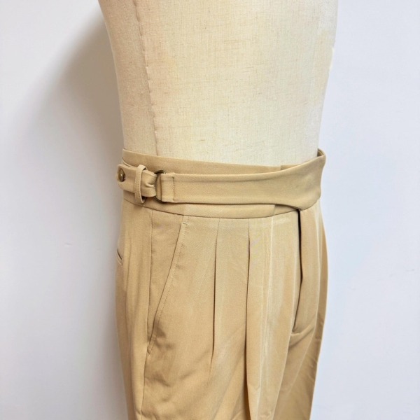 Washed Cotton Pants with Pleats, Men Casual Cotton Pants, Spring Summer Soft Cotton Trousers, Straight Leg Rolled Gurkha Pants