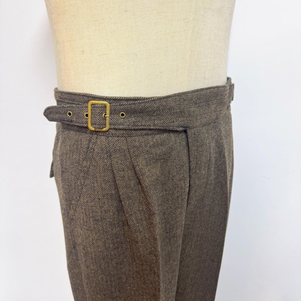 High Waisted Wool Pants, Men Wool Pants with Pleats, Spring Fall Woolen Trousers, Straight Gurkha Wool Pants, Gift for Husband