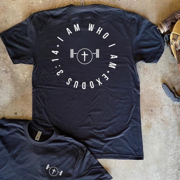 I Am Exodus 3:14, Christian Bodybuilding Gift, Fitness Shirt, Powerlifting Gym T, Short Sleeve Tee, Faith and Fitness Clothing