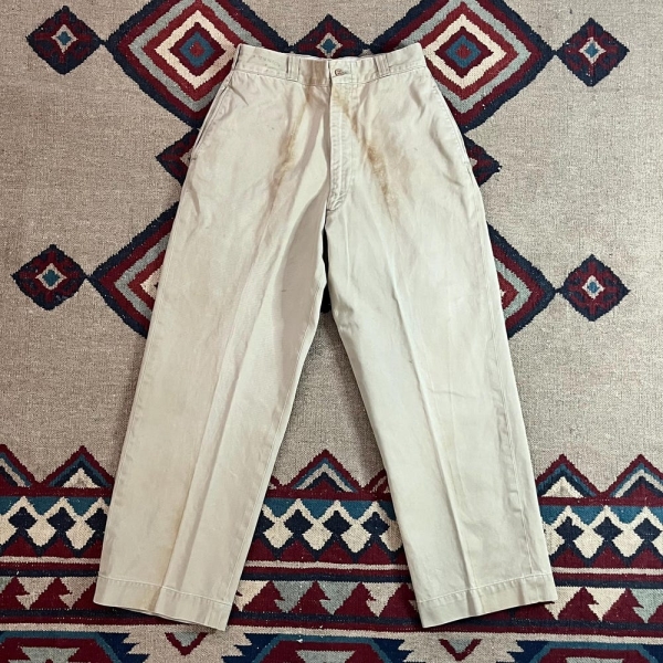 1960s US Army Military Cotton Twill Khaki Work Pants | Vintage Adult 27x28 Chinos