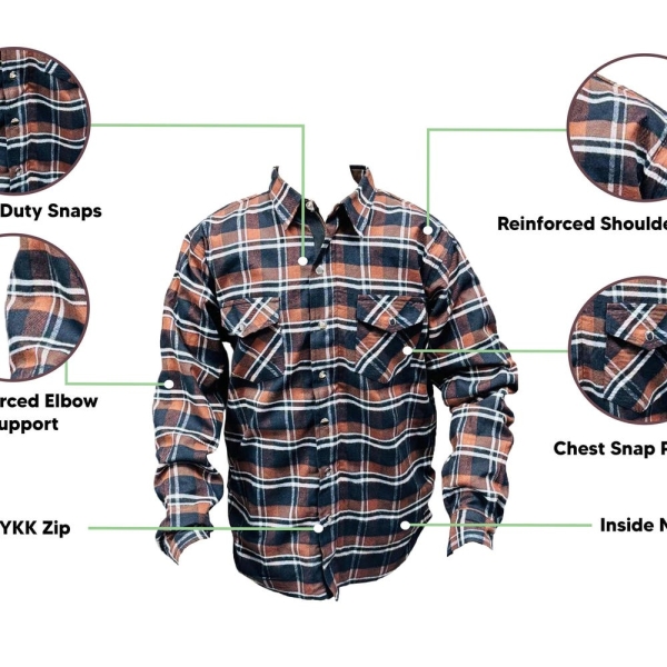Flannel CE Armored Motorcycle Shirt with Kevlar
