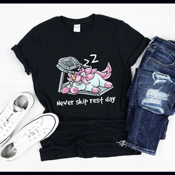Never Skip Rest Day | Sleeping Unicorn | Unicorns | Fitness Body Building | Gym Work Out Gift | T-Shirt | Tank Top | Sweatshirt | Hoodie