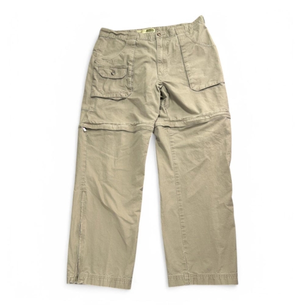 Vintage Cabelas Cargo Pants Mens 36x30 Brown Khaki Convertible Zip Shorts Hiking