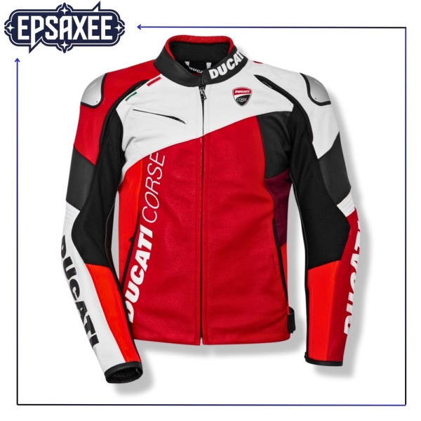 Ducati Corse C6 Leather Jacket, Motorcycle Racing Jacket, Premium Biker Gear, Mens Riding Jacket, Protective Moto Apparel, Gift for Riders