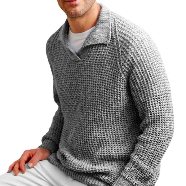 Men's Waffle Knit Sweater DK Yarn Knitting Pattern | Polo Shirt Style, Sweatshirt Pullover | DIY Gifts For Him | PDF Download