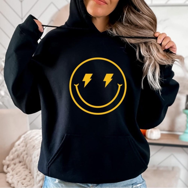 Punk Hoodie, Simple Cool Smiley Face Sweatshirt, Unisex Heavy Blend™, Alternative Grunge Jumper, Streetwear Pullover, Edgy Graphic Hoody,