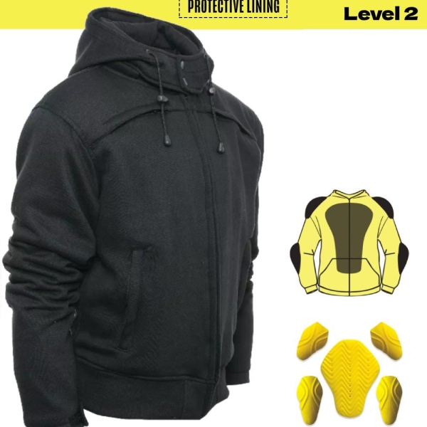 Kevlar Lined Motorcycle Hoodie Armored Biker Sweatshirt Protective Riding Gear Reinforced Hoodie with CE Pads