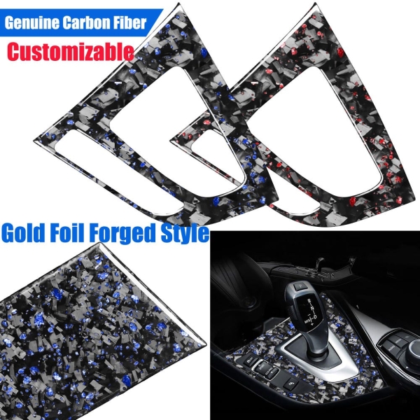 Customable Real Carbon Fiber Gear Panel Decals for BMW 1 2 3 5 Series F20 F21 F30 F34 Gold Foil Forged Style Interior Stickers Blue Red