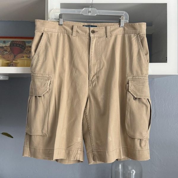 POLO RALPH LAUREN Vintage Y2K Classic 100% Cotton 67 Chino Khaki Cargo Shorts 38