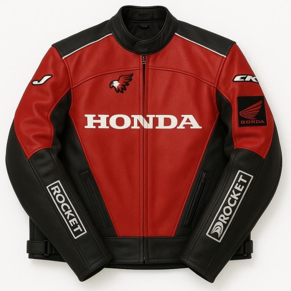 Honda Motorcycle Protective Leather Jacket Unisex Heavy Duty Biker Riding Jacket Racing Style Moto Gear Genuine Cowhide Leather Armored