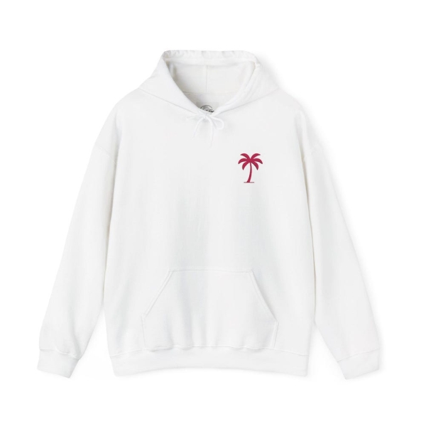 Embroidered Palm Tree Hoodie, White Sweatshirt, Tropical Hoody, Simple Pullover, Unisex Jumper