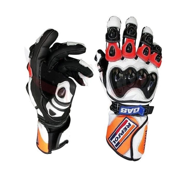 Handmade Leather Motorcycle Racing Gloves | Custom Biker Gear | Protective Riding Gloves for Motorbike Riders